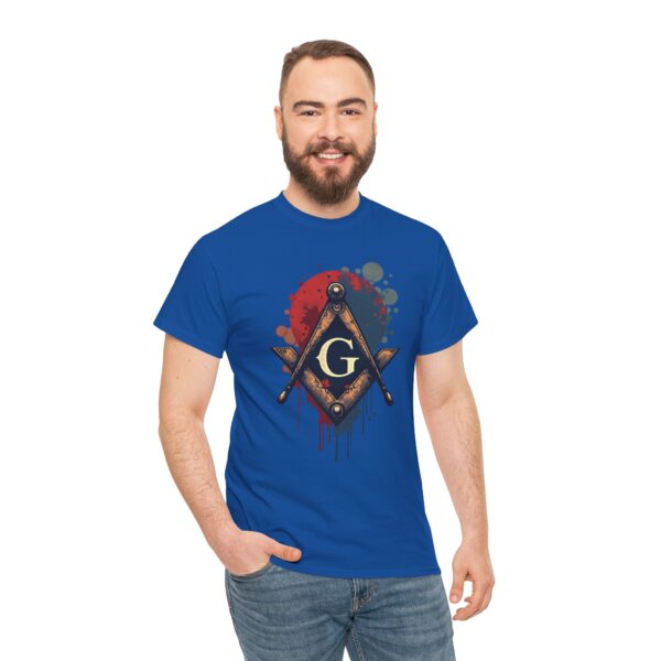 Free Mason T-shirt with Colorful Background - Unisex Heavy Cotton Tee - Image 7