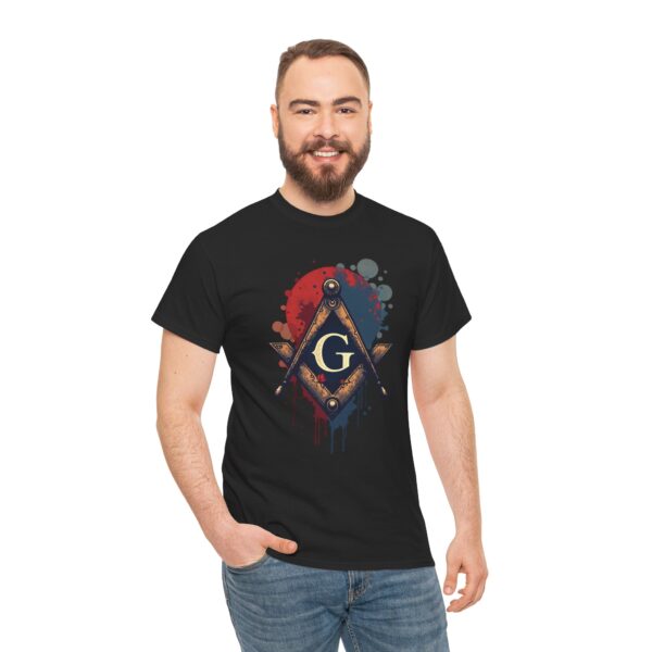 Free Mason T-shirt with Colorful Background - Unisex Heavy Cotton Tee - Image 2