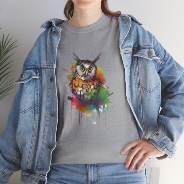 Owl T-Shirt - Unisex Heavy Cotton Tee - Image 4