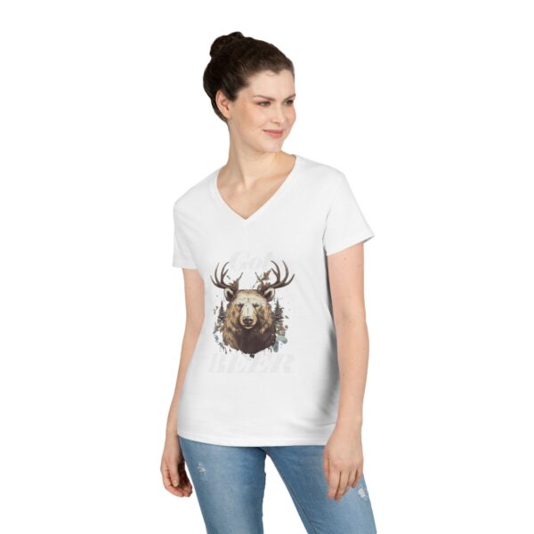 Got Beer? An animal called a Beer which is the head of a bear with deer antlers  - Ladies' V-Neck T-Shirt