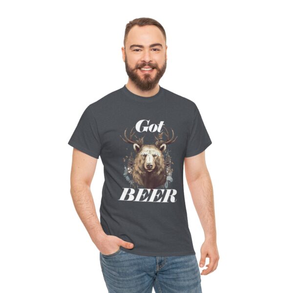 Got Beer? An animal called a Beer which is the head of a bear with deer antlers - Unisex Heavy Cotton Tee - Image 6