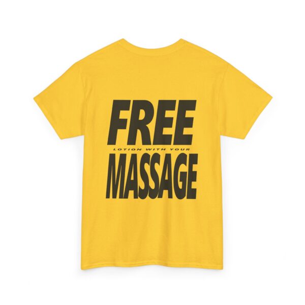 Free Lotion With Your Massage Black on Light Shirt Back Only Printing - Unisex Heavy Cotton Tee - Image 8