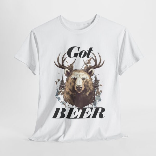 Got Beer? An animal called a Beer which is the head of a bear with deer antlers - Unisex Heavy Cotton Tee