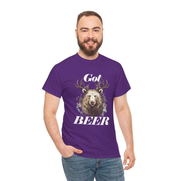 Got Beer? An animal called a Beer which is the head of a bear with deer antlers - Unisex Heavy Cotton Tee - Image 9