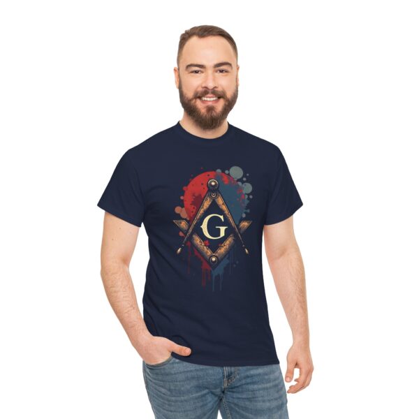 Free Mason T-shirt with Colorful Background - Unisex Heavy Cotton Tee - Image 8