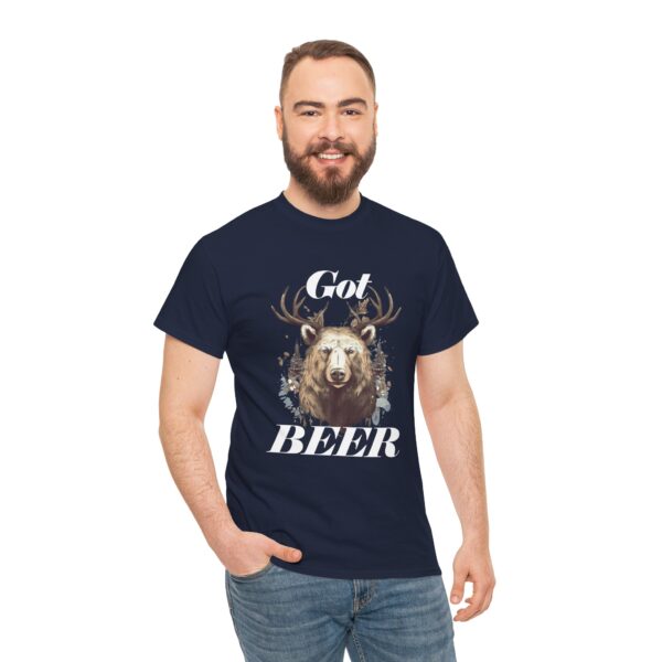 Got Beer? An animal called a Beer which is the head of a bear with deer antlers - Unisex Heavy Cotton Tee - Image 8
