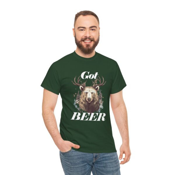 Got Beer? An animal called a Beer which is the head of a bear with deer antlers - Unisex Heavy Cotton Tee - Image 3