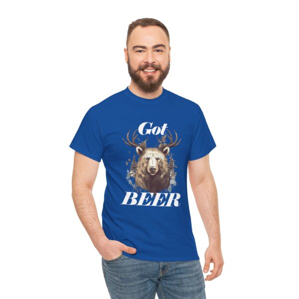 Got Beer? An animal called a Beer which is the head of a bear with deer antlers - Unisex Heavy Cotton Tee - Image 7