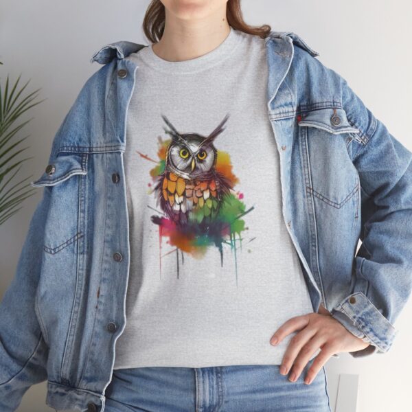Owl T-Shirt - Unisex Heavy Cotton Tee - Image 2