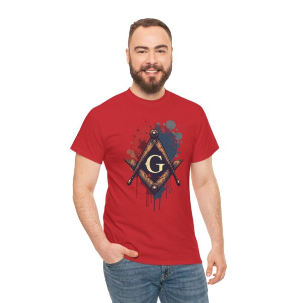 Free Mason T-shirt with Colorful Background - Unisex Heavy Cotton Tee - Image 9