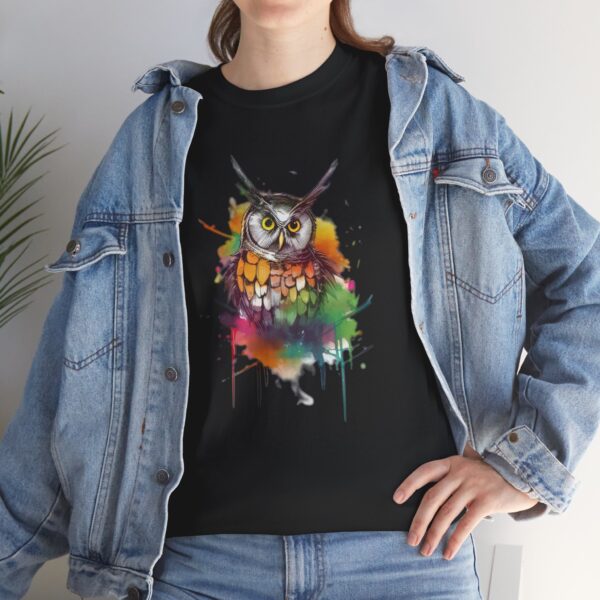 Owl T-Shirt - Unisex Heavy Cotton Tee - Image 3