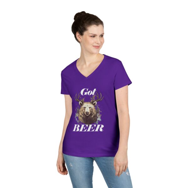 Got Beer? An animal called a Beer which is the head of a bear with deer antlers  - Ladies' V-Neck T-Shirt - Image 8