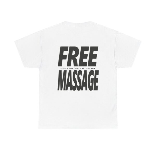 Free Lotion With Your Massage Black on Light Shirt - Unisex Heavy Cotton Tee - Image 2