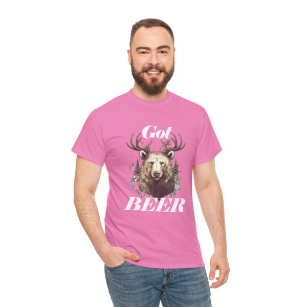 Got Beer? An animal called a Beer which is the head of a bear with deer antlers - Unisex Heavy Cotton Tee - Image 10