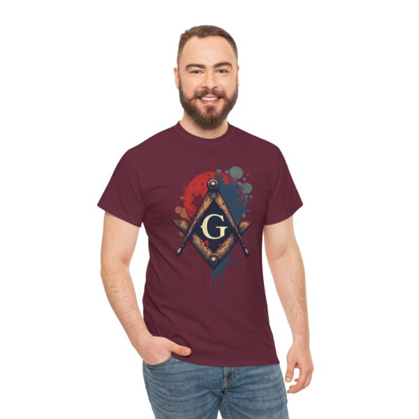 Free Mason T-shirt with Colorful Background - Unisex Heavy Cotton Tee - Image 3