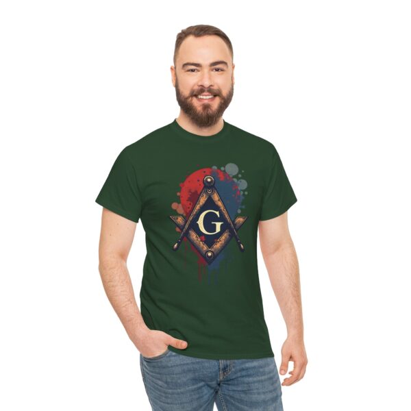 Free Mason T-shirt with Colorful Background - Unisex Heavy Cotton Tee - Image 4